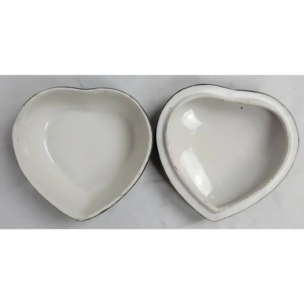 Vintage Green Ceramic With Gold Trim Jewelry Box